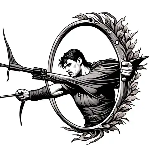 keyhole with archer shooting an arrow tattoo design idea