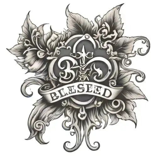 Blessed word tattoo design idea