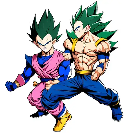 Half Vegeta and Majin Vegeta Drawing tattoo design idea