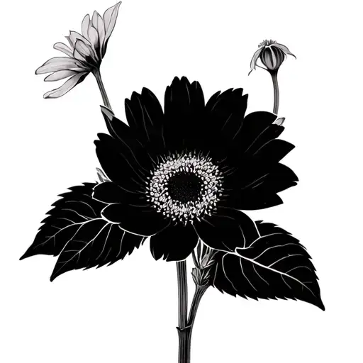 Dwarf sunspot sunflower Balloon Flower (Platycodon grandiflorus) Marigold Cosmo flower Zephyranthes Zinnia Jonquil Leopa tattoo design idea