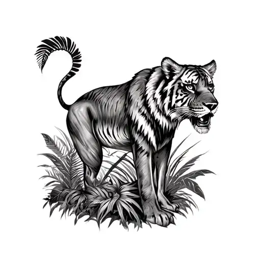 jungle animal leg sleeve tattoo design idea