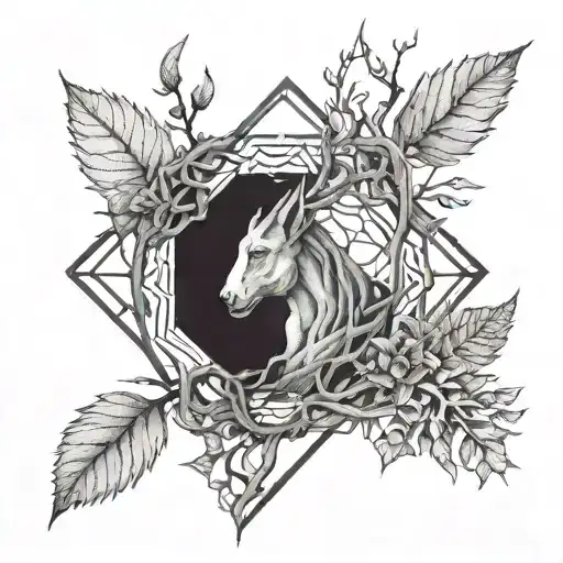 nature, geometrical, regrowth, resilience, crone tattoo design idea