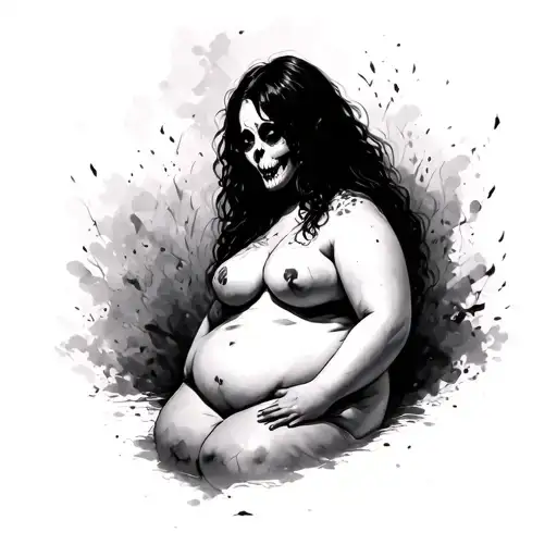 chubby nude scary frontal girl tattoo design idea