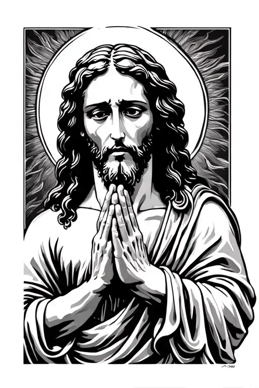 jesus praying tattoo design idea