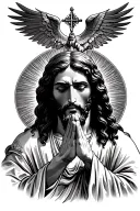 jesus praying tattoo design idea