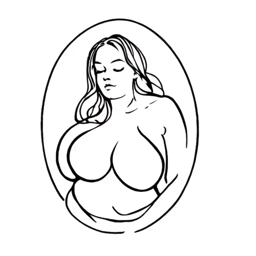 Chubby girl siluette tattoo design idea
