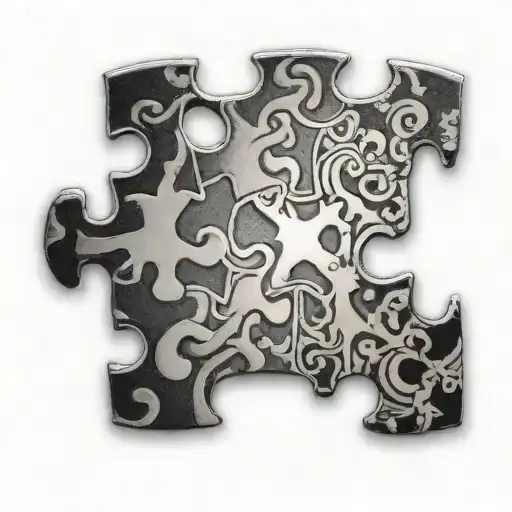 down syndrome, alzheimers puzzle piece two tattoo design idea
