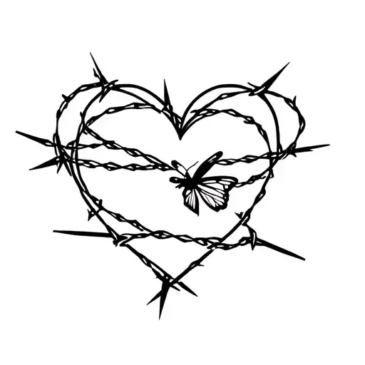 A heart wrapped in barbed wire, or a delicate butterfly with a hidden edge (representing transformation and strength). tattoo design idea
