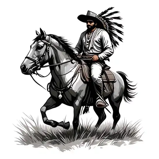 western Indian man riding horse tattoo design idea