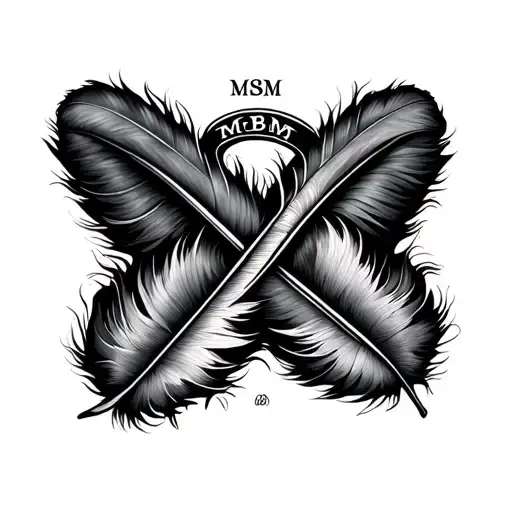 infinity sign made from a feather with the word MSBM tattoo design idea