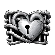 heart behind bars with lock tattoo design idea