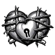 heart behind bars with lock tattoo design idea