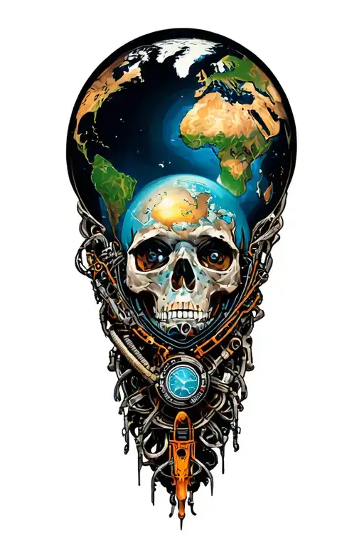 world travel tattoo design idea
