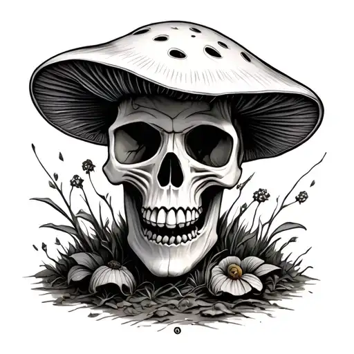 Mushroom Skull tattoo design idea