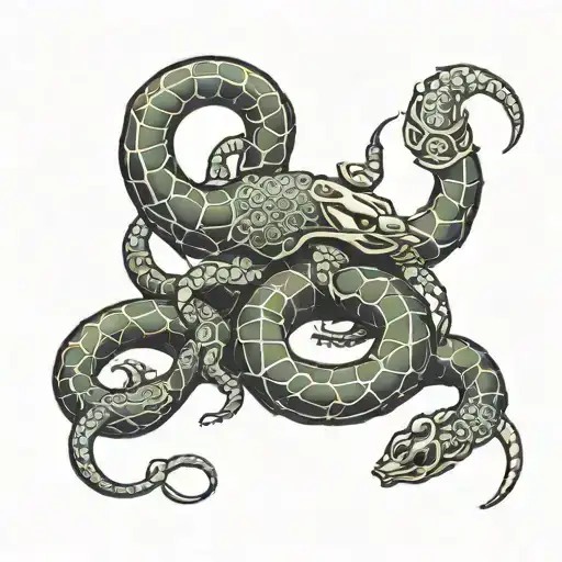 scorpion killing a snake tattoo design idea