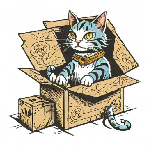 a cat sitting in a box tattoo design idea