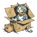 a cat sitting in a box tattoo design idea