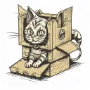 a cat sitting in a box tattoo design idea