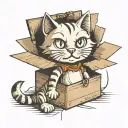 a cat sitting in a box tattoo design idea