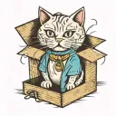 a cat sitting in a box tattoo design idea