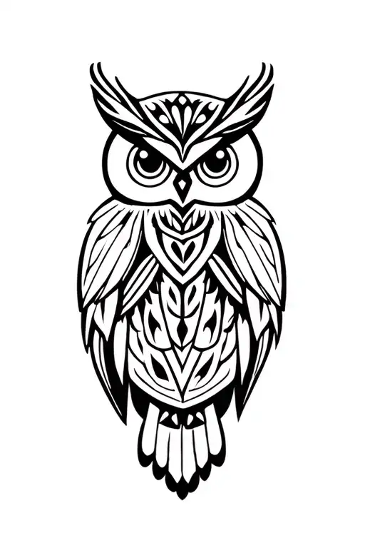 native American style owl tattoo design idea