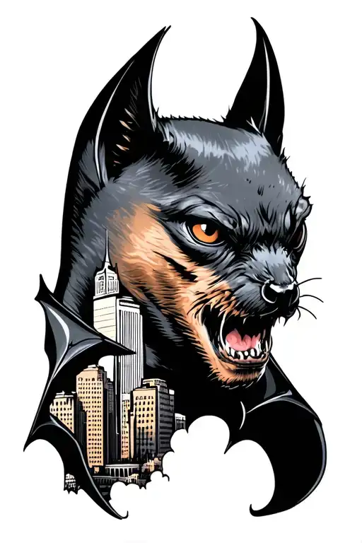 Bat with Austin skyline tattoo tattoo design idea