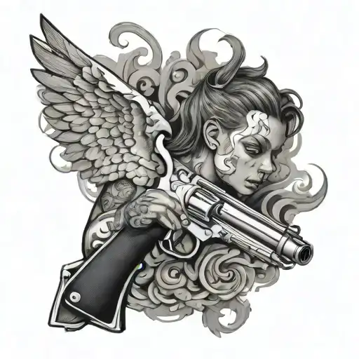 blunt angel gun smoke forming the shape tattoo design idea