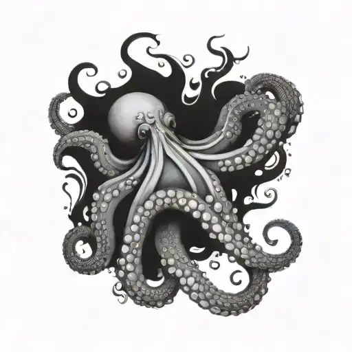 sideways Octopus tattoo design idea