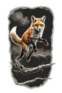 fox jumping tattoo design idea