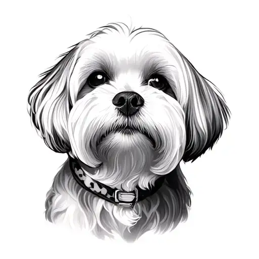 white Maltese dog tattoo design idea