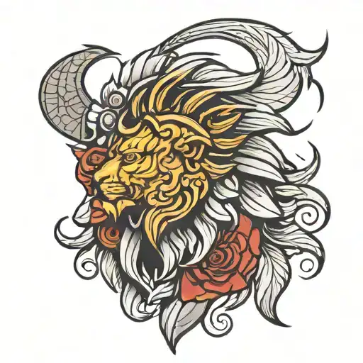 spartan lion wearing tattoo design idea