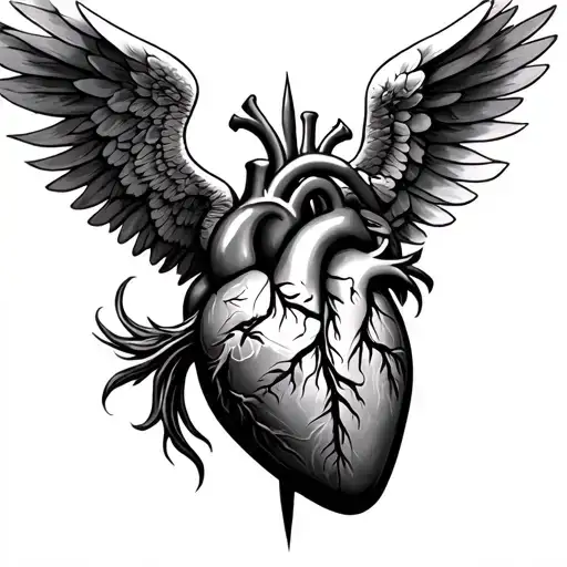 demo archangel Michael human heart tattoo design idea