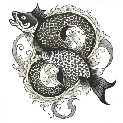 coi fish yin yang tattoo design idea