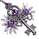 gothic key tattoo small with purple sapphire gemstone tattoo design idea