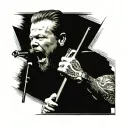 James hetfield with explorer  tattoo design idea
