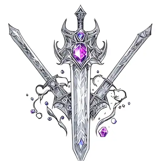 thanos sword and the infinity stones tattoo design idea