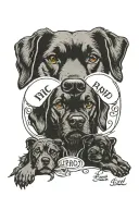 dog nose and names "Luna, Bruno, Ben" tattoo design idea