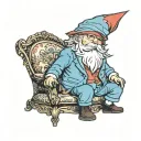 gnome using a formal suit perfil tattoo design idea