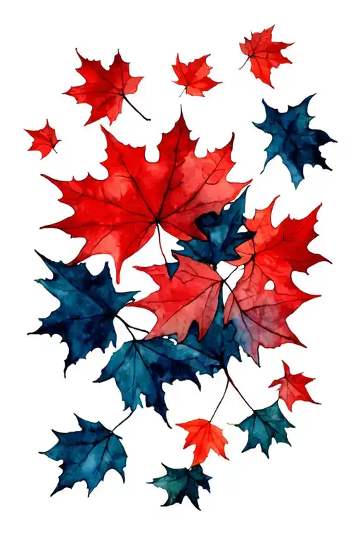 red maple leaves falling tattoo design idea