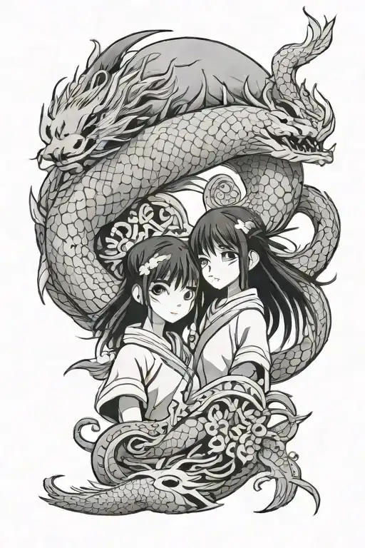 Haku and Chihiro tattoo design idea