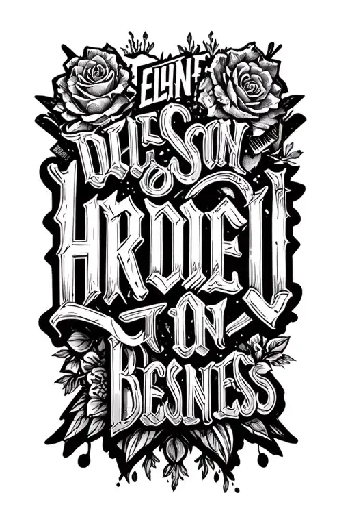 standing on business lettering tattoo design idea