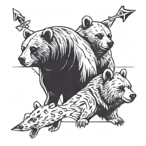 three Bears with a capricorn, arrows and christ cross tattoo design idea