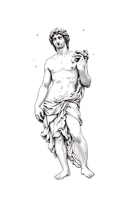 david by michelangelo with starry night by vincent van gogh tattoo design idea
