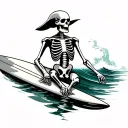 Surfing Skeleton tattoo design idea