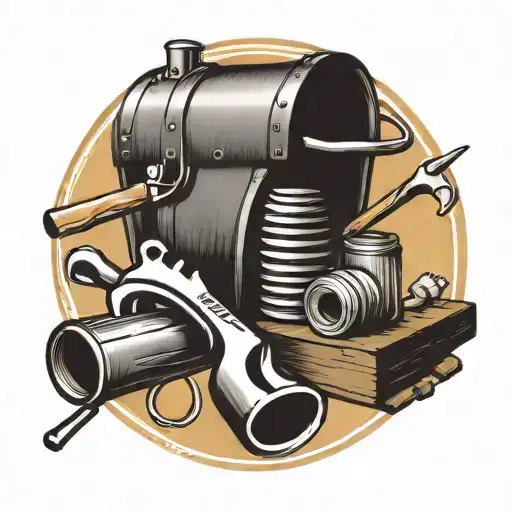 Create a tattoo featuring a carpenter's tools with a beer motif incorporated tattoo design idea