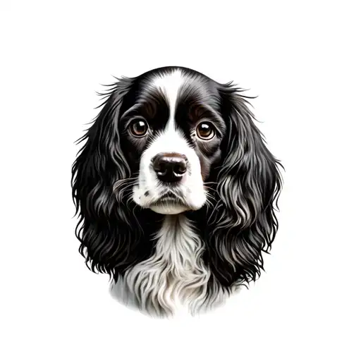 English Cocker Spaniel Dog Black and White tattoo design idea