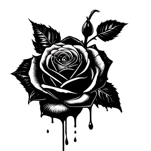 rose dripping tattoo design idea