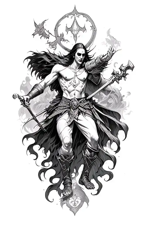 medevial battle scene tattoo design idea