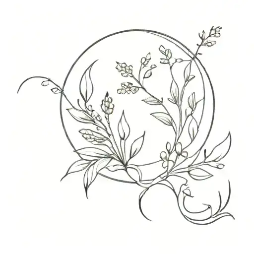 Crescent moon and goldenrod tattoo design idea