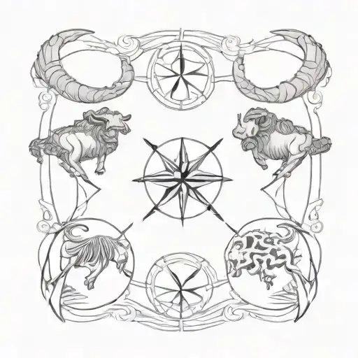 taurus libra pisces zodiac sign tattoo design idea